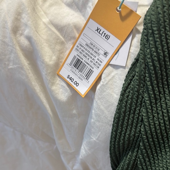 NWT Kona Sol Olive Women's Textured Square Neck One-Piece Swimsuit - Picture 8 of 10